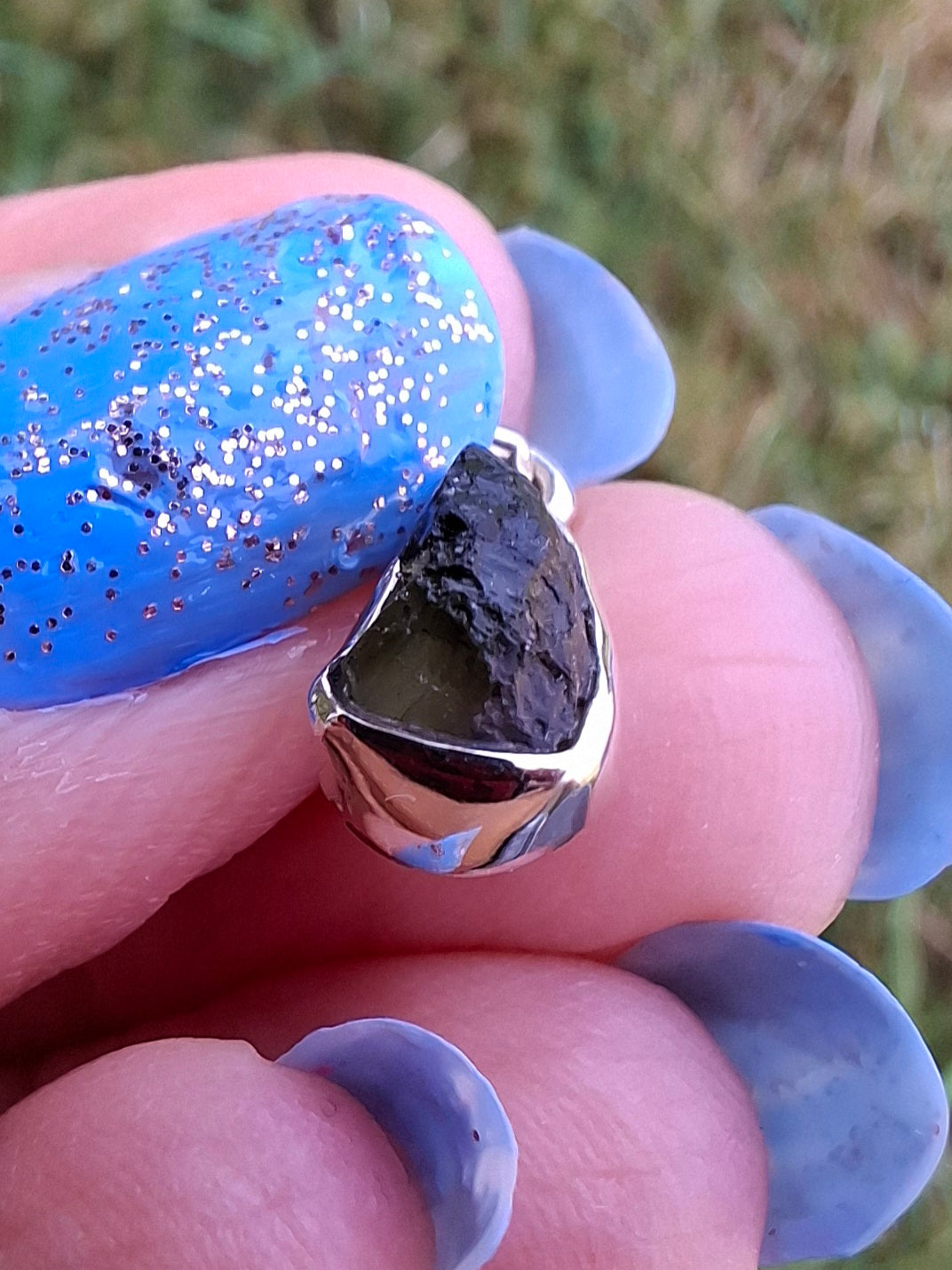 Moldavite Pendant, 925 Silver, Tektite (Ref: P51)