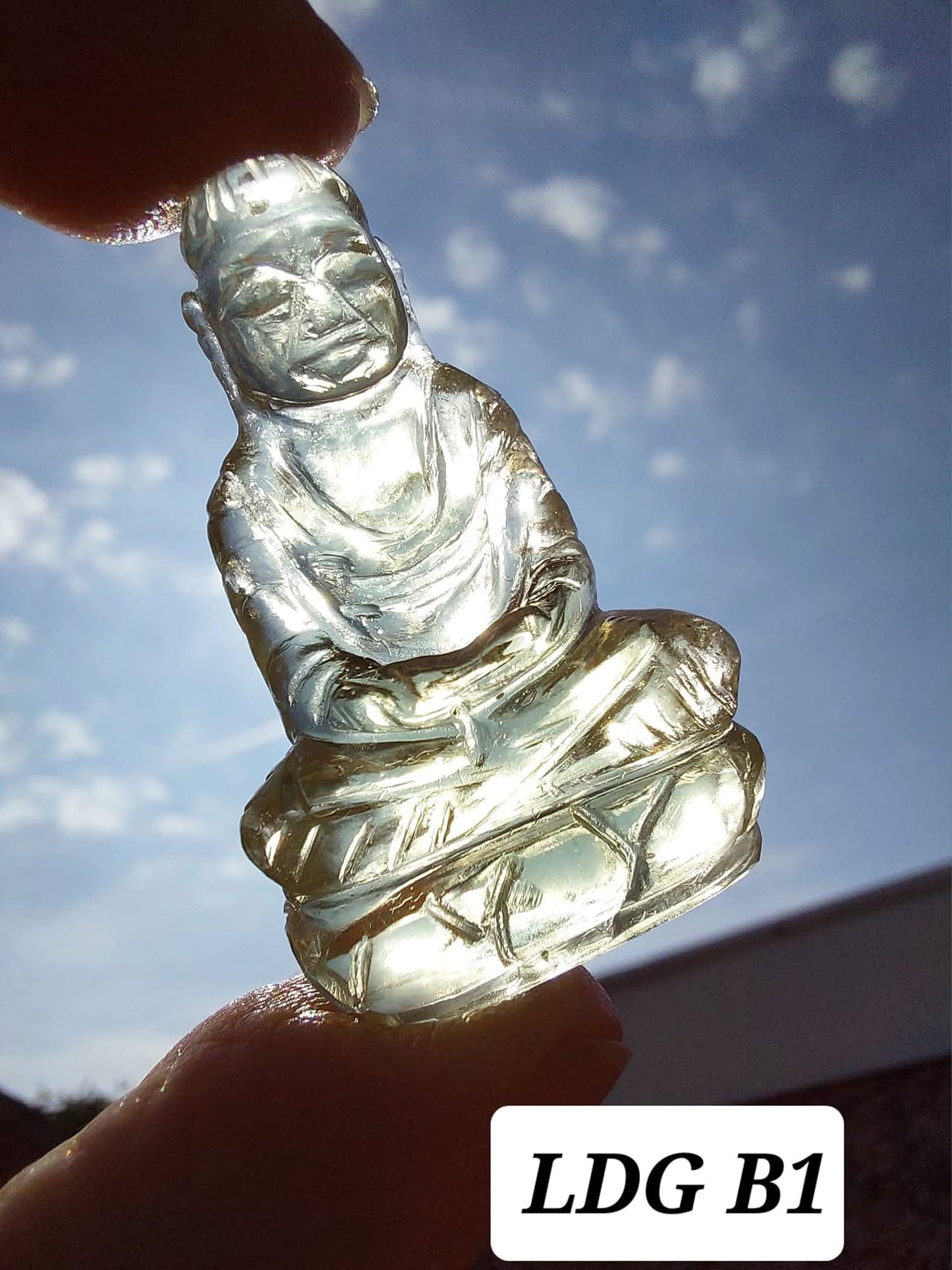 Libyan Desert Glass BUDDHA carving, 7.26g, Tektite (Ref: LDG B1)