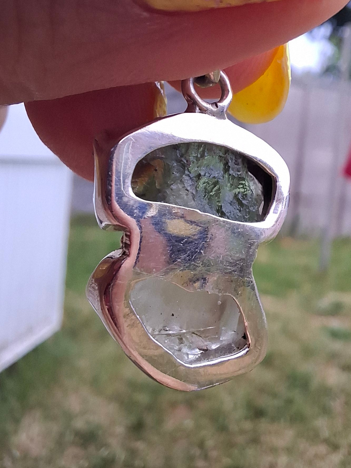 Moldavite & Libyan Desert Glass Pendant, 925 Silver, Tektite (Ref: MLP5)