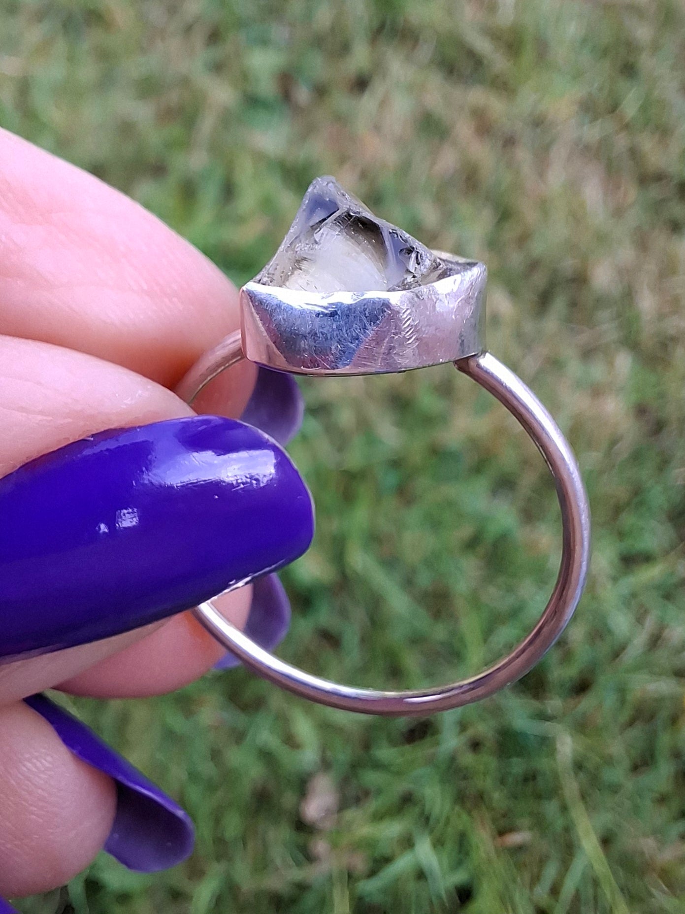 Libyan Desert Glass Ring, size W, 925 Silver, Tektite (Ref: LR61)