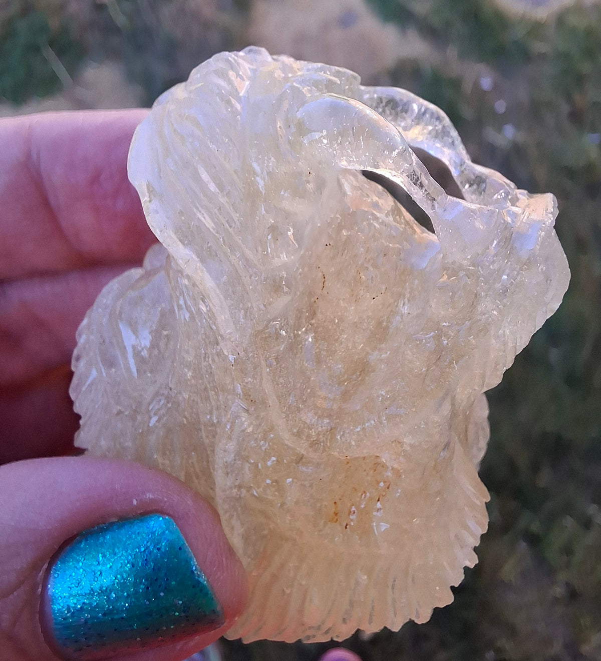 Libyan Desert Glass DRAGON HEAD Carving, 75.84g, Tektite (Ref: Dragon1)