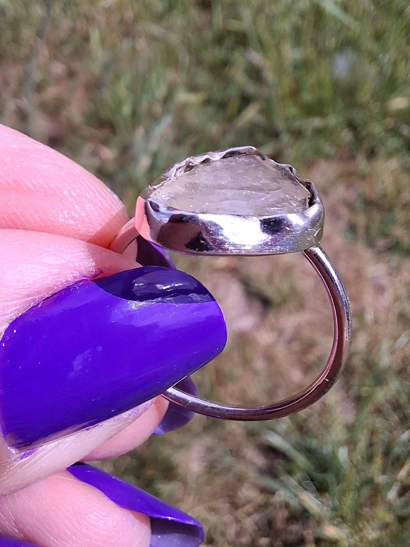 Libyan Desert Glass Ring, size large P, 925 Silver, Tektite (Ref: LR32)