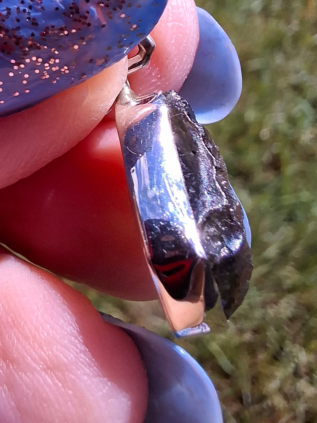 Moldavite Pendant, 925 Silver, Tektite (Ref: P79)
