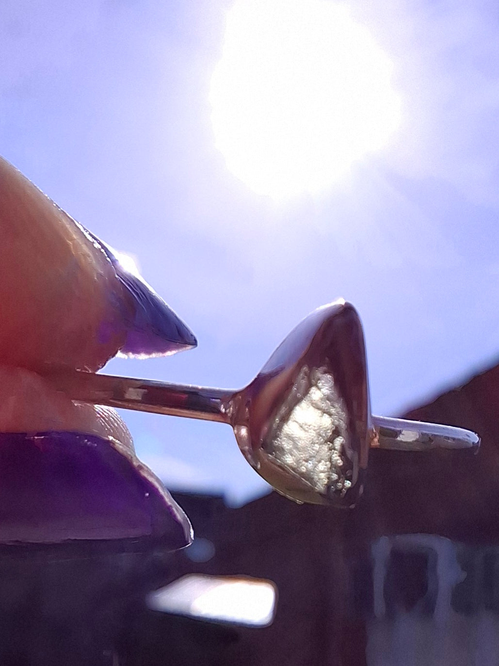 Moldavite Ring, size large R/small S, 925 Silver, Tektite (Ref: R55)