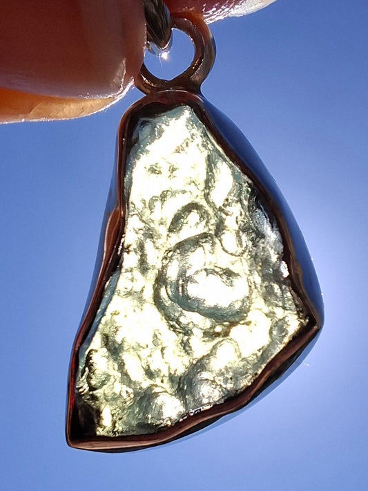 Moldavite Pendant, 925 Silver, Tektite (Ref: P14)