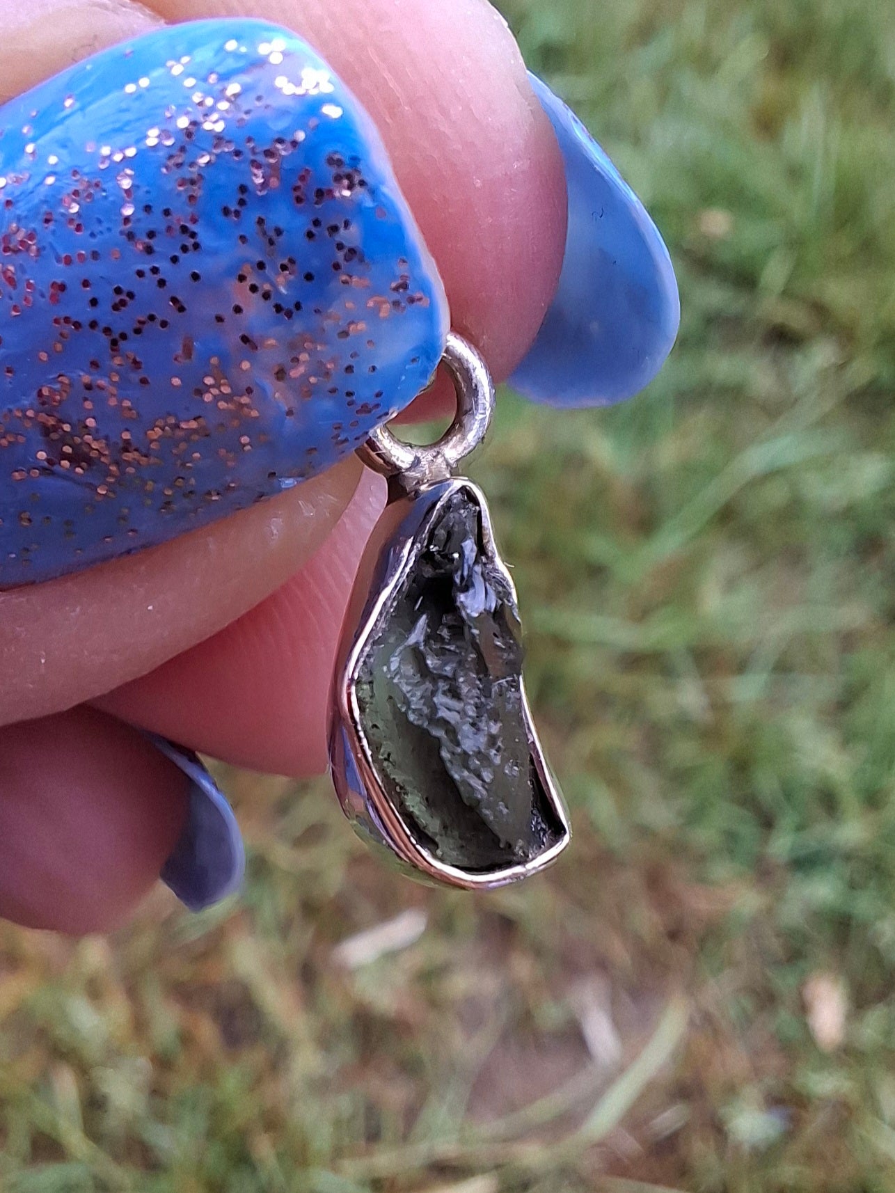 Moldavite Pendant, 925 Silver, Tektite (Ref: P67)