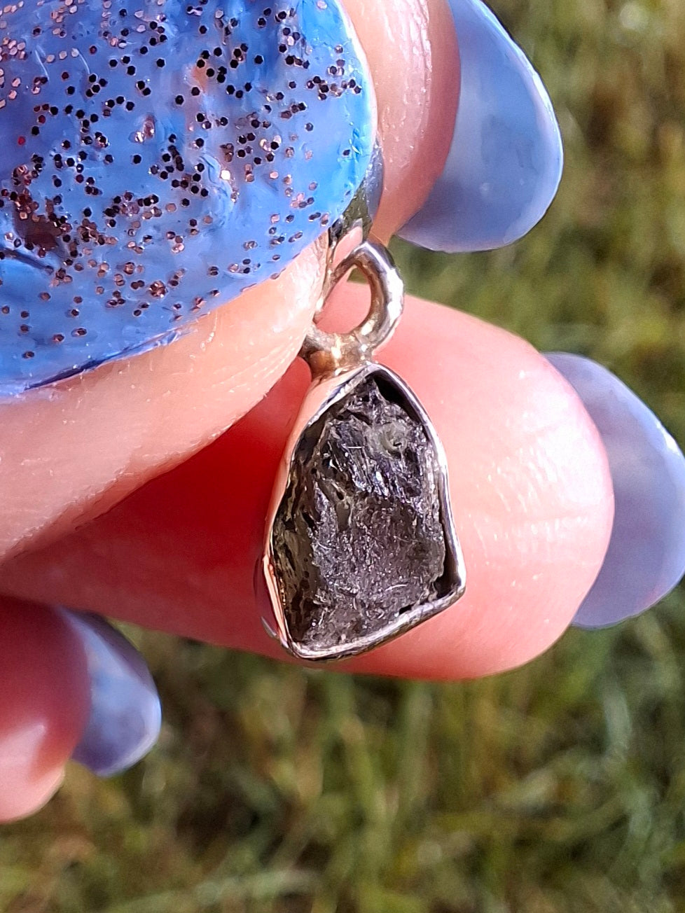 Moldavite Piece, 925 Silver, Tektite (Ref: P54)