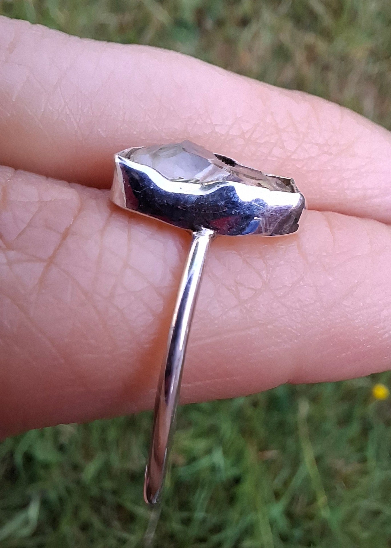 Libyan Desert Glass Ring, size large W, 925 Silver, Tektite (Ref: LR63)