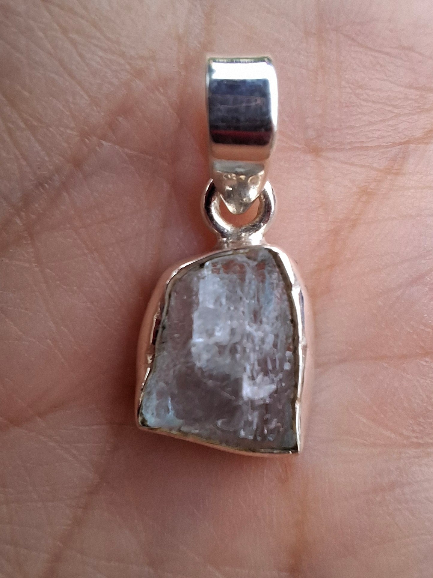 Aquamarine Pendant, 925 Silver, Crystal (Ref: AQ19)