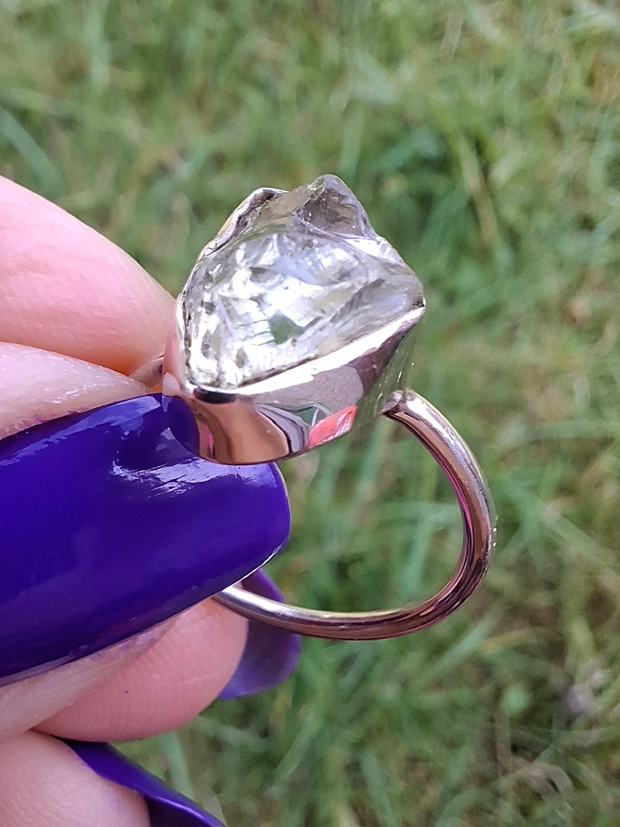 Libyan Desert Glass Ring, size large J/small K, 925 Silver, Tektite (Ref: LR10)