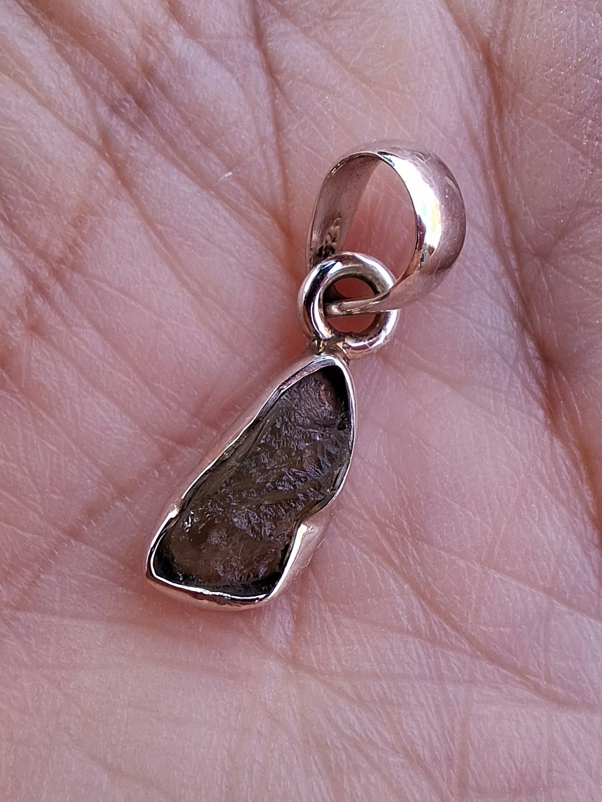 Moldavite Pendant, 925 Silver, Tektite (Ref: P46)