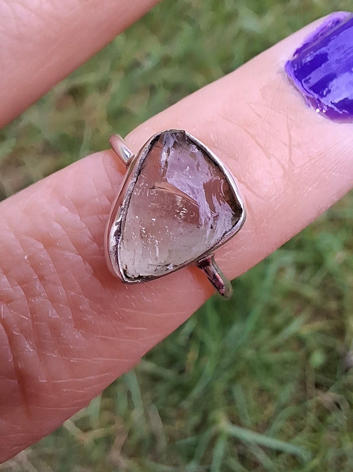 Libyan Desert Glass Ring, size large G, 925 Silver, Tektite (Ref: LR3)