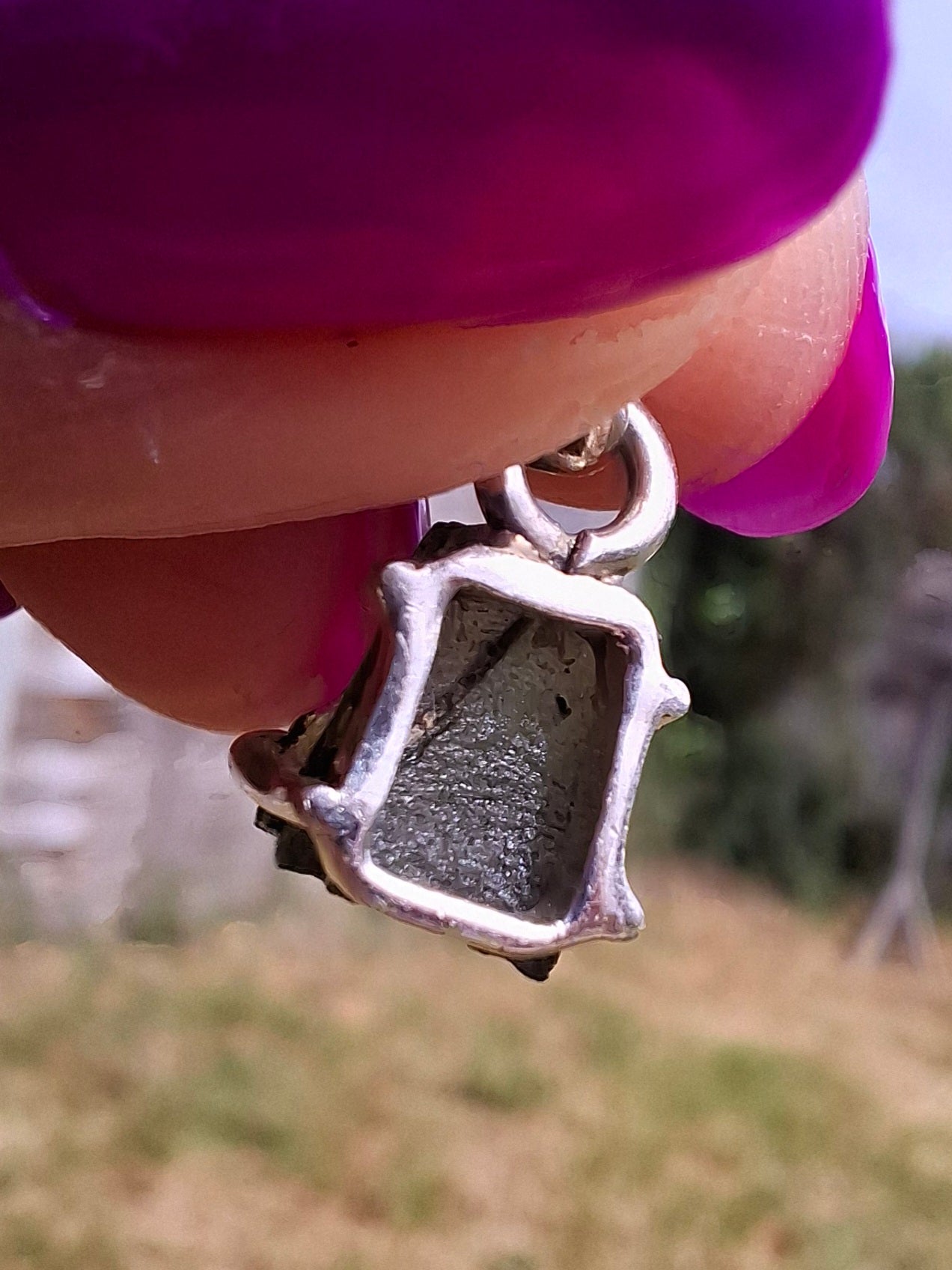 Moldavite Claw Pendant, 925 Silver, Tektite (Ref: P20)