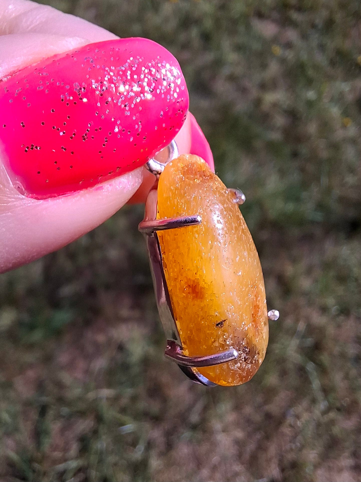 Baltic Amber Pendant, 925 Silver, Fossil (Ref: AP8)