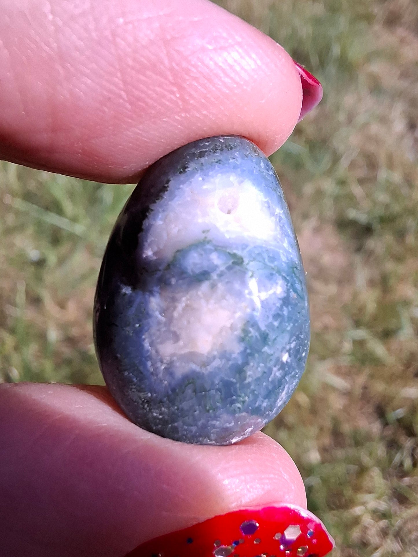 Green Moss Agate, Tumble Stone, Crystal (Ref: T168)