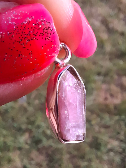 Pink Tourmaline Pendant, 925 Silver, Crystal (Ref: PT54)