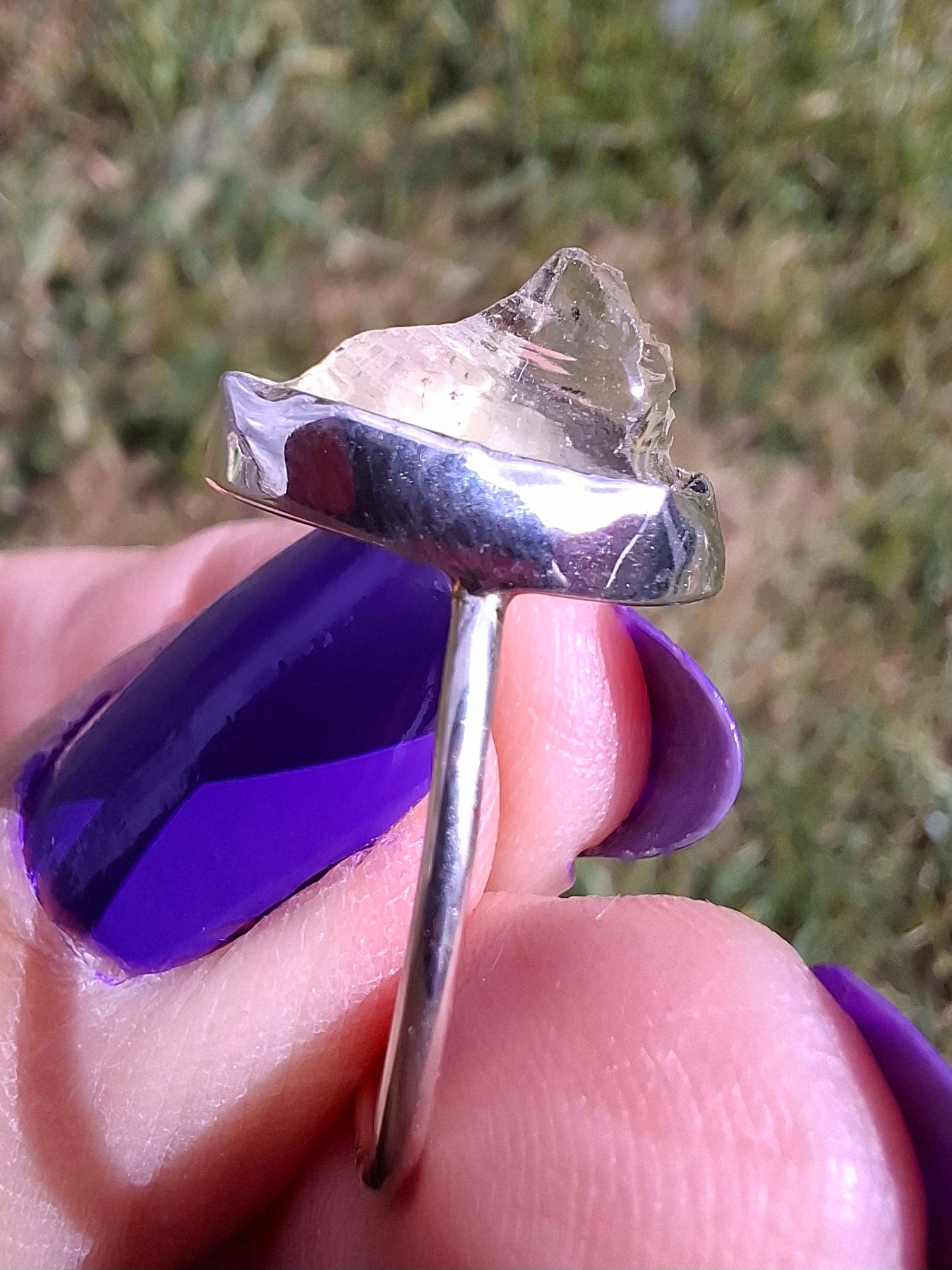 Libyan Desert Glass Ring, size Large O, 925 Silver, Tektite (Ref: LR21)