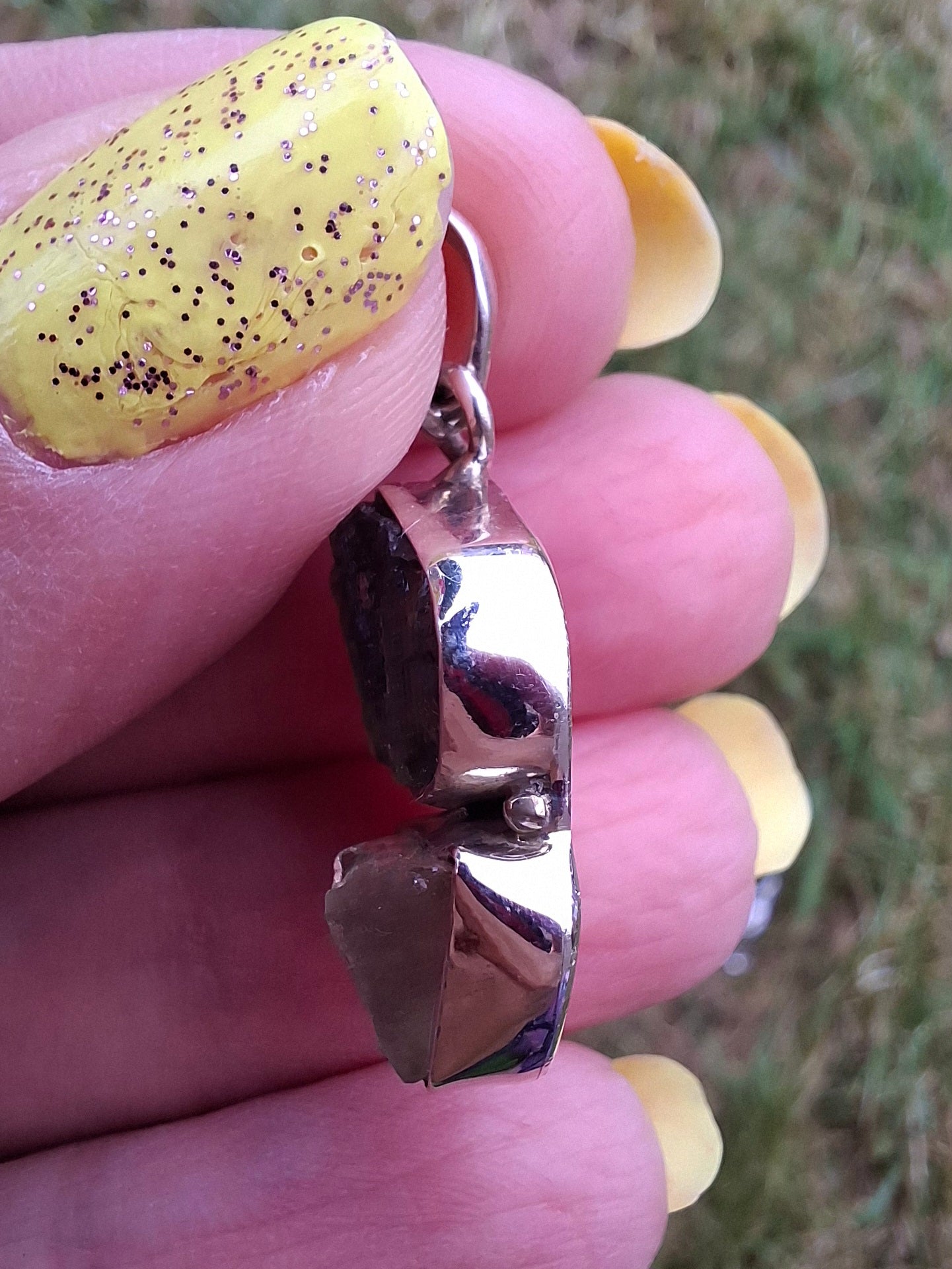 Moldavite & Libyan Desert Glass Pendant, 925 Silver, Tektite (Ref: MLP3)