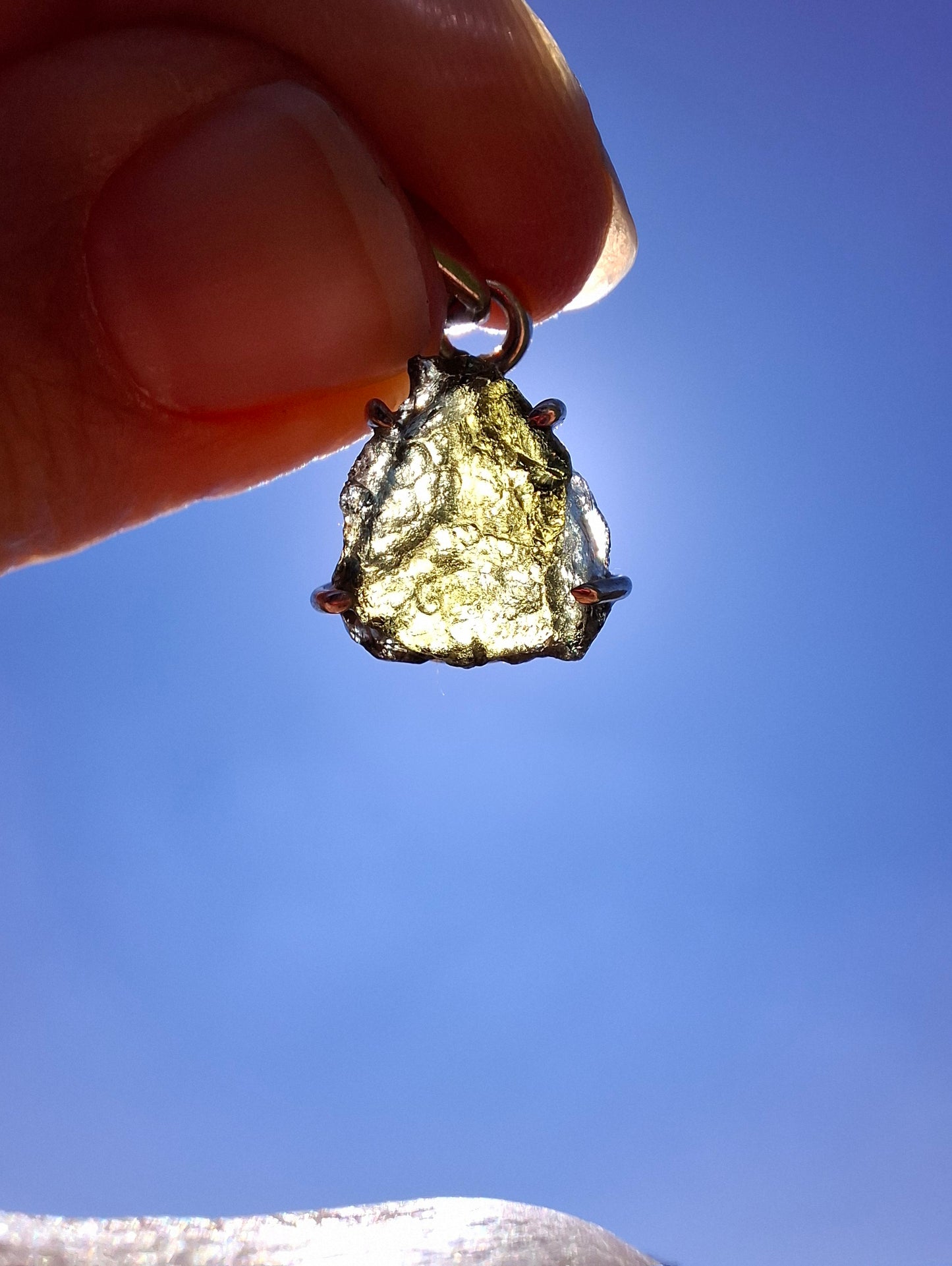 Moldavite Claw Pendant, 925 Silver, Tektite (Ref: P28)