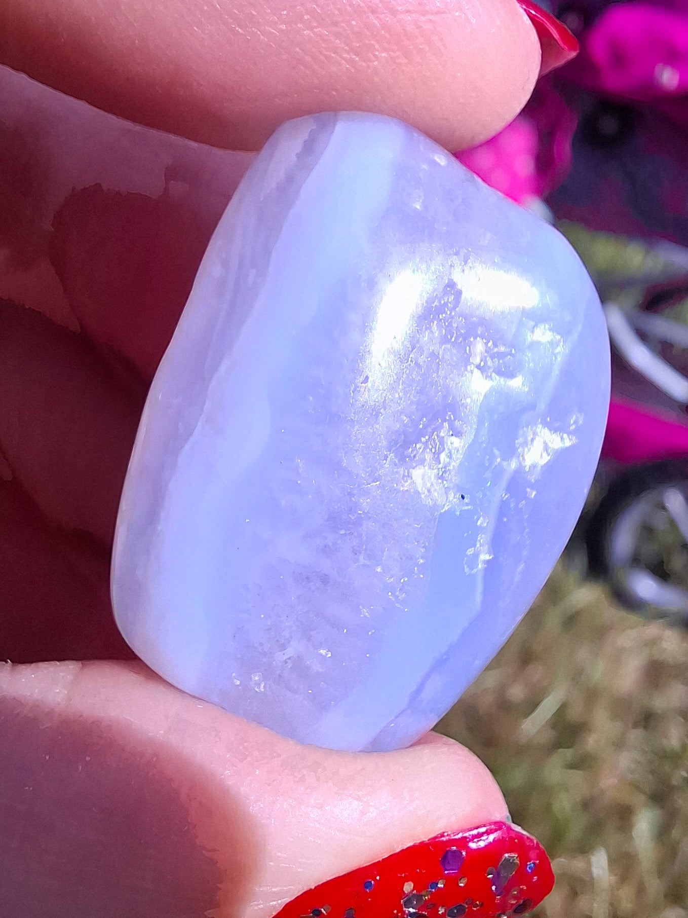 Blue Lace Agate, Tumble Stone, Crystal (Ref: T145)