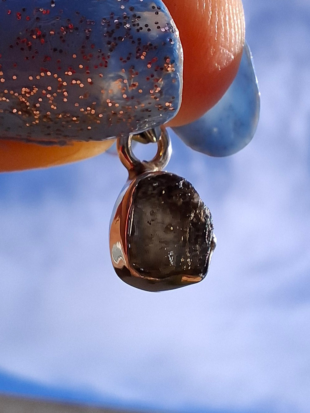 Moldavite Pendant, 925 Silver, Tektite (Ref: P56)