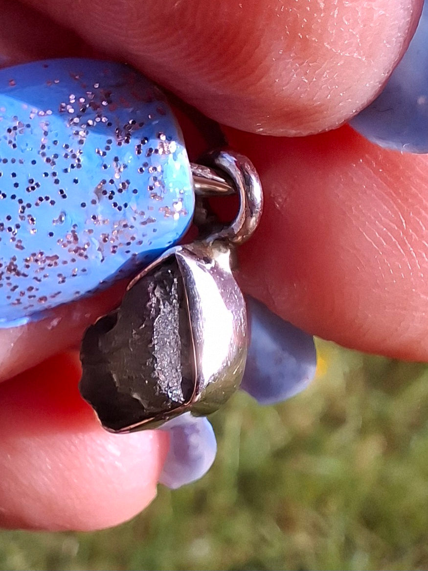 Moldavite Pendant, 925 Silver, Tektite (Ref: P60)