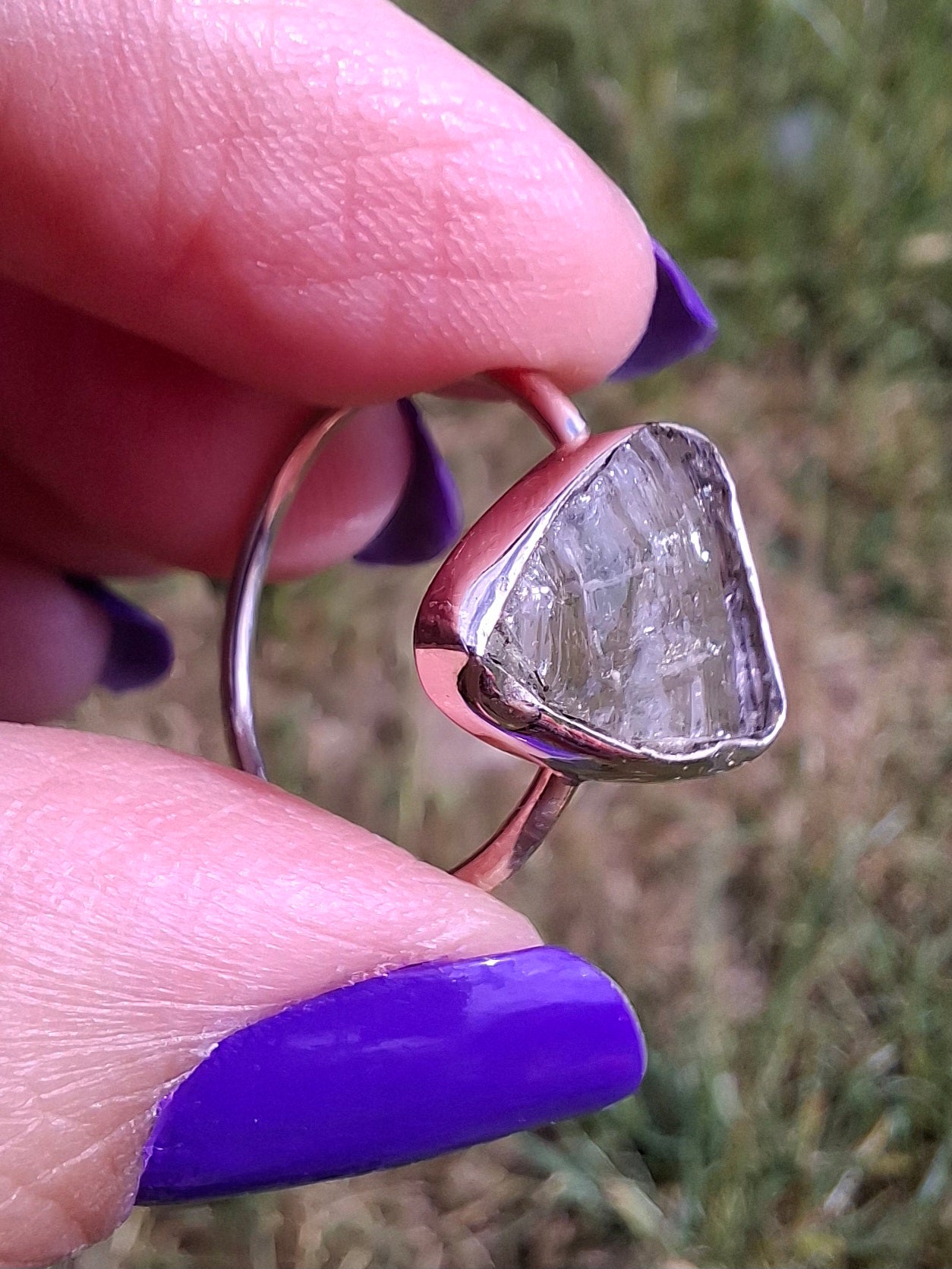 Libyan Desert Glass Ring, size large Q, 925 Silver, Tektite (Ref: LR35)