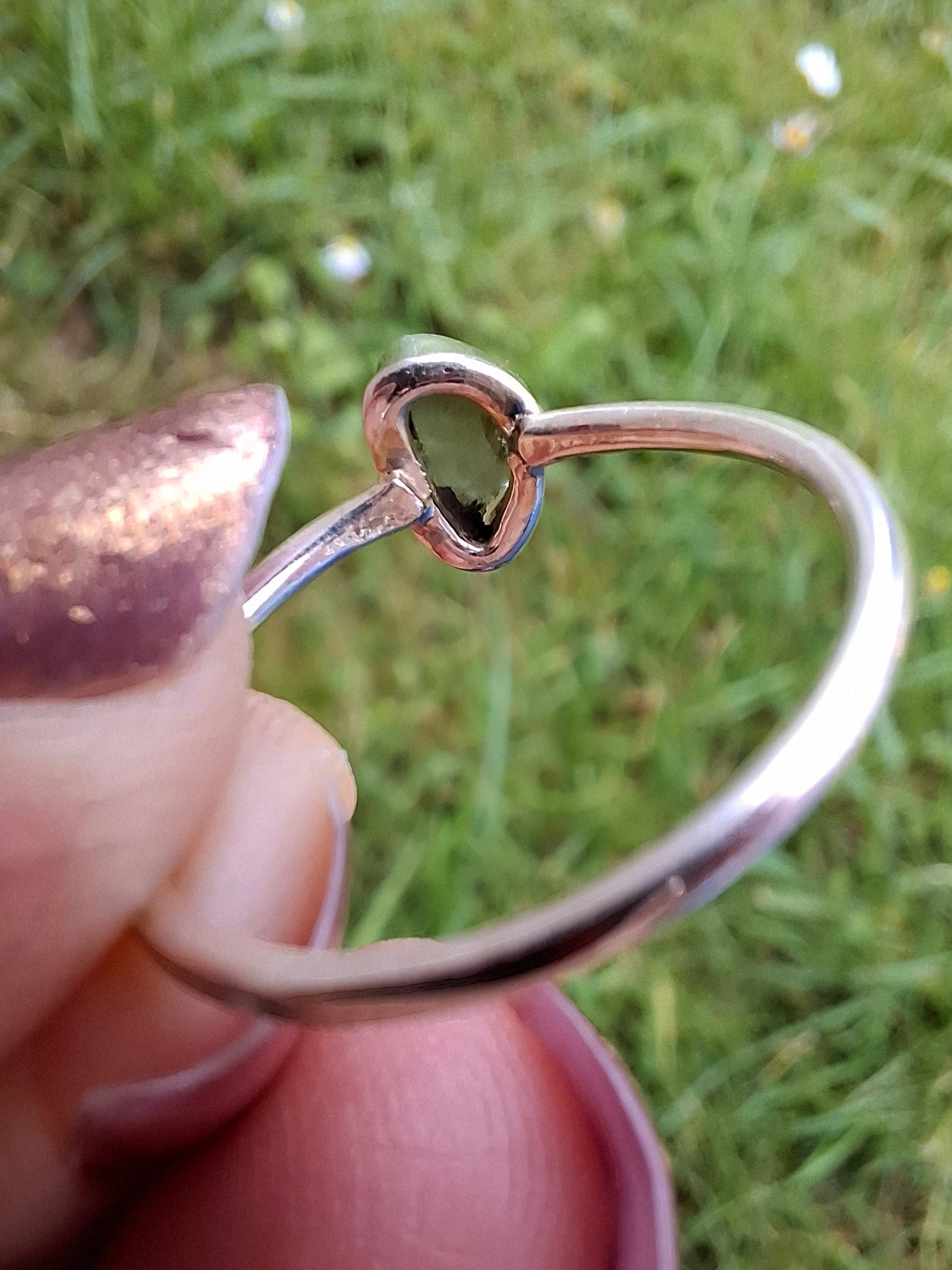 Moldavite Ring, size large L, 925 Silver, Tektite (Ref: R49)