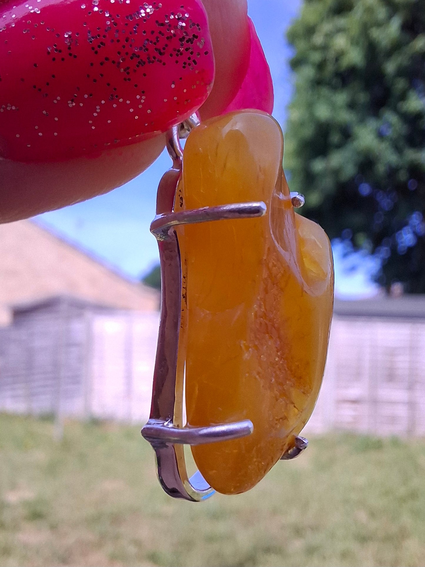 Baltic Amber Pendant, 925 Silver, Fossil (Ref: AP7)