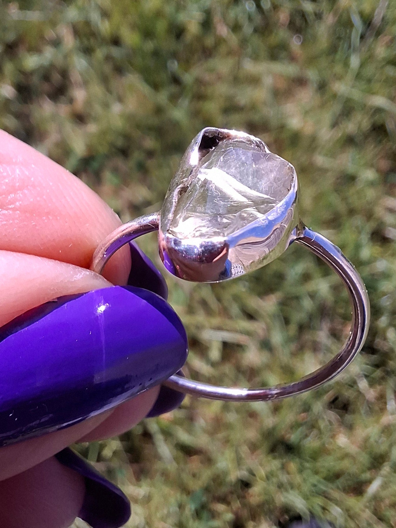 Libyan Desert Glass Ring, size large W, 925 Silver, Tektite (Ref: LR63)