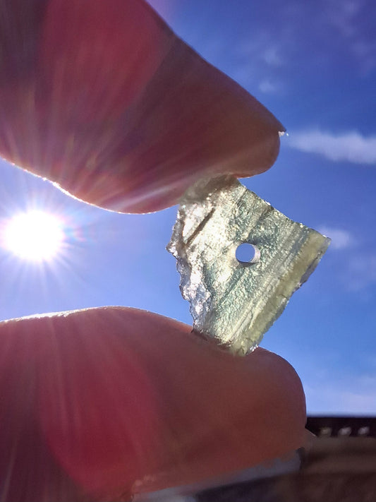 DRILLED, Moldavite Piece, 0.74g, Tektite (Ref: D13)