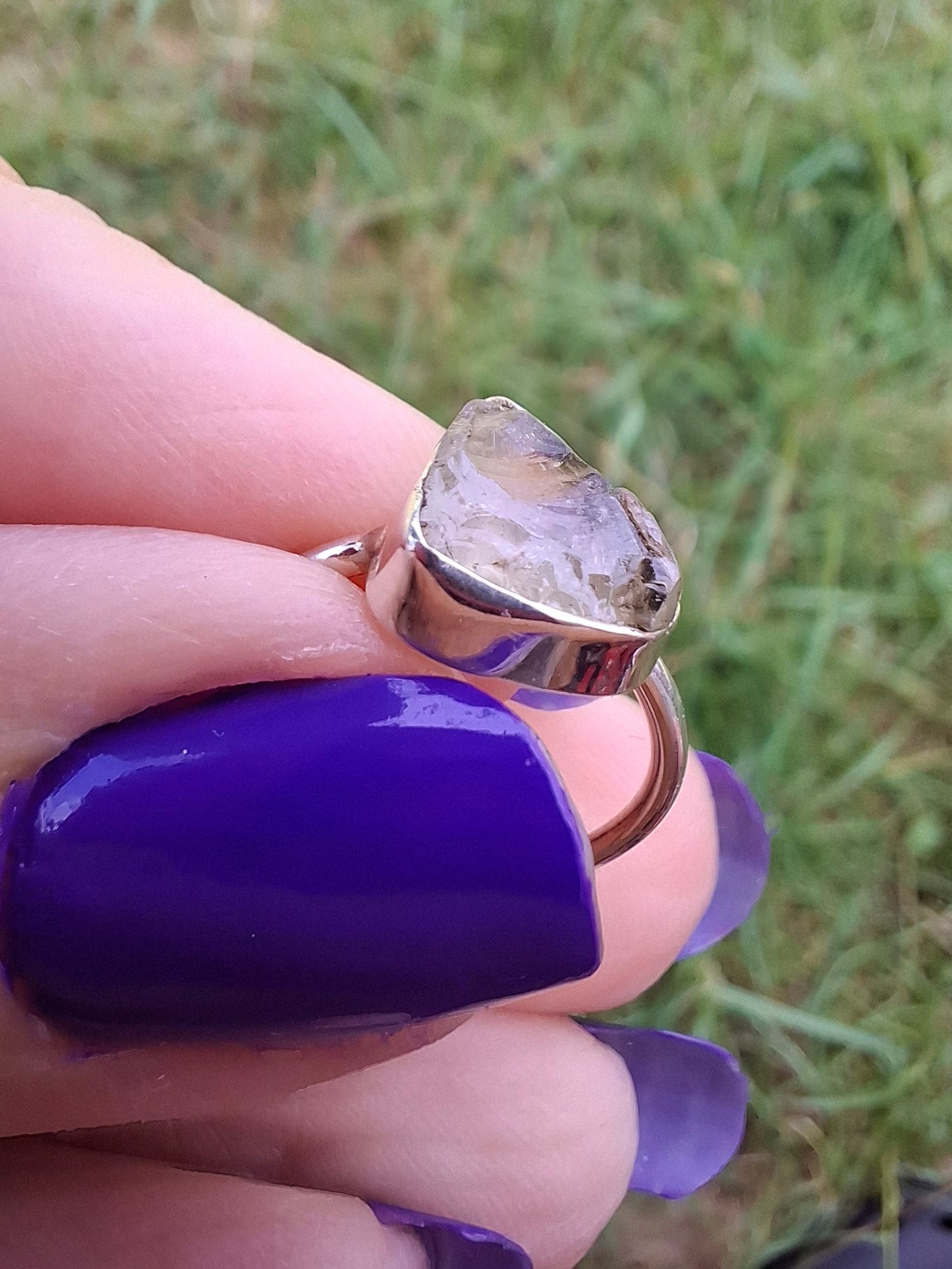 Libyan Desert Glass Ring, size large G, 925 Silver, Tektite (Ref: LR3)