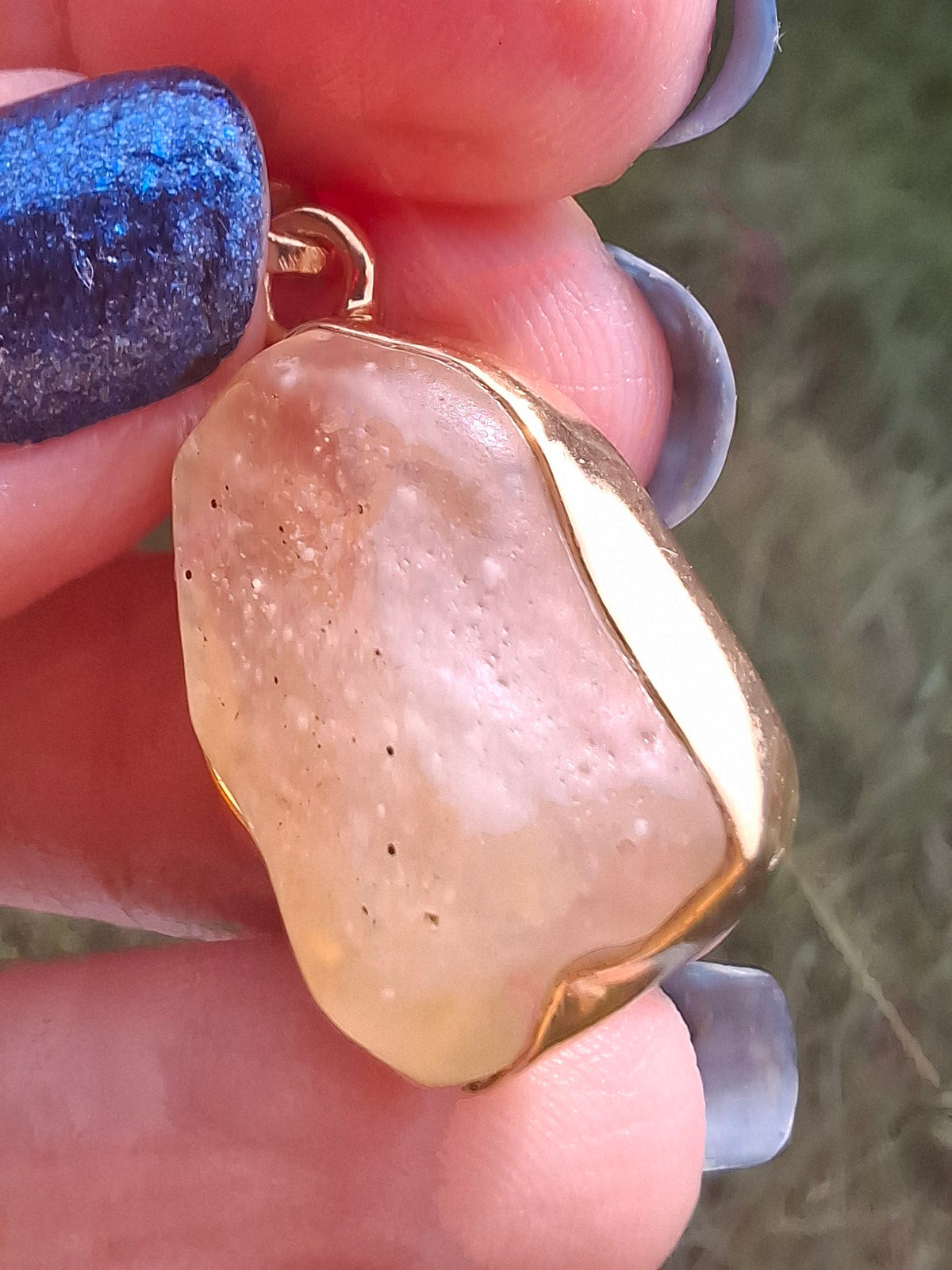 Libyan Desert Glass Pendant, 14K GOLD Plated, Tektite (Ref: LP123)