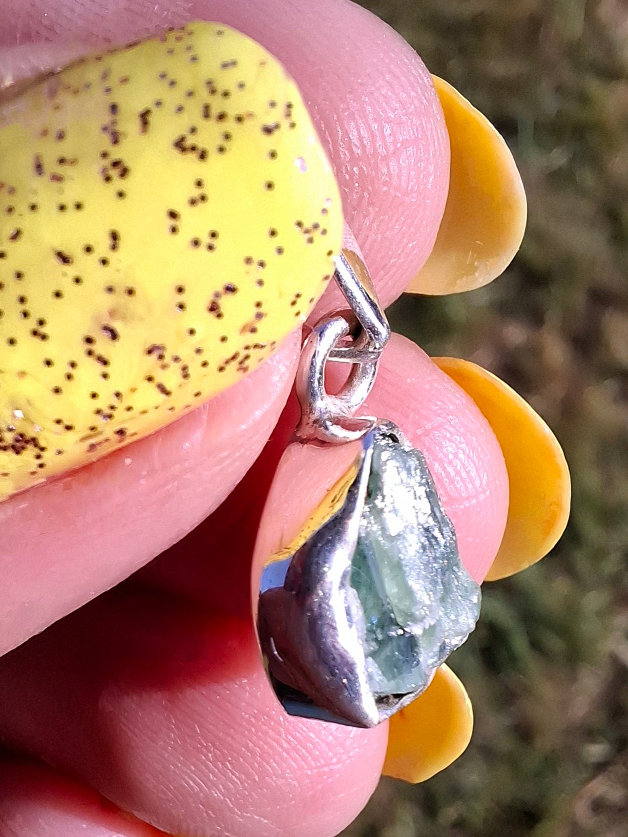 Green Tourmaline Pendant, 925 Silver, Crystal (Ref: GT9)