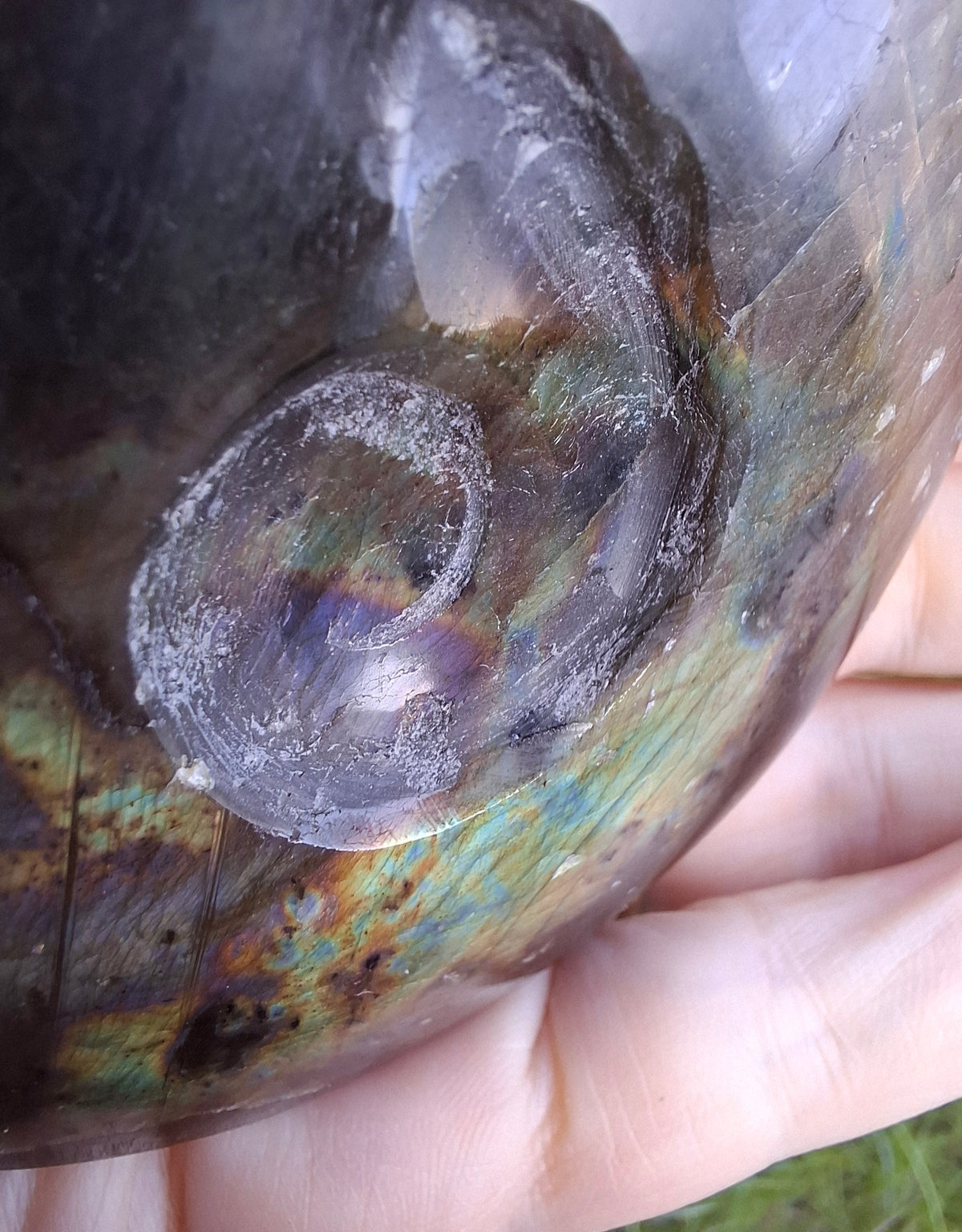 Labradorite Ammonite Carving, 160.21g, Crystal (Ref: laba4)