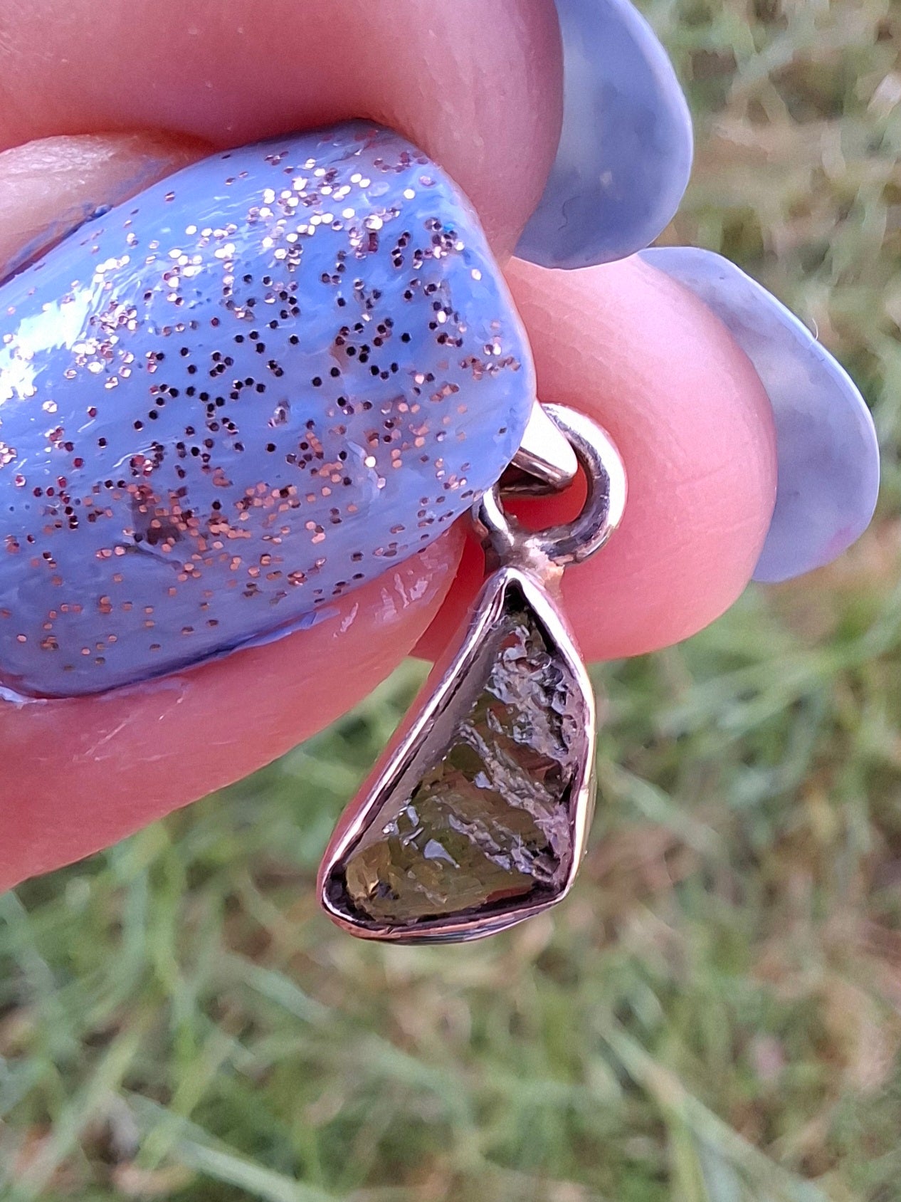 Moldavite Pendant, 925 Silver, Tektite (Ref: P33)