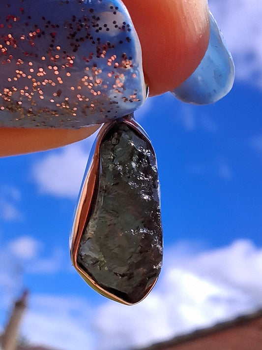 Moldavite Pendant, 925 Silver, Tektite (Ref: P79)