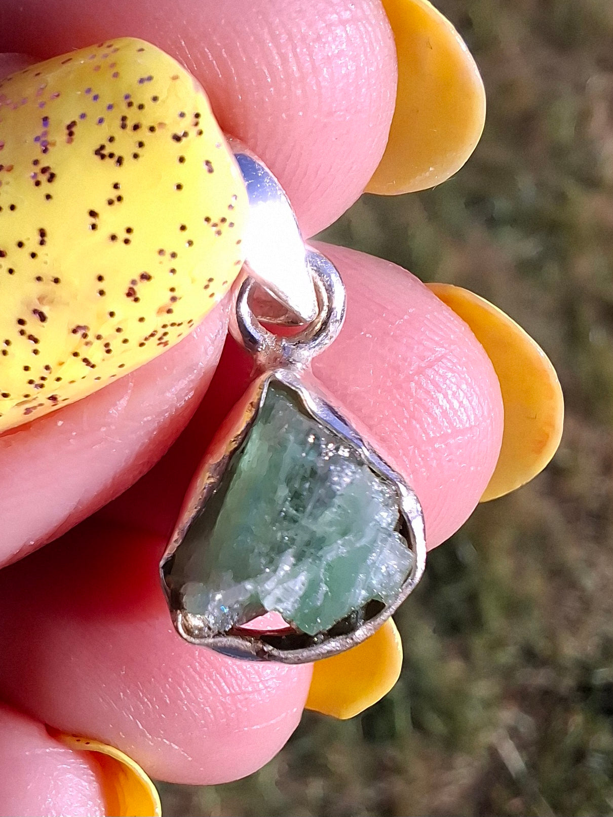 Green Tourmaline Pendant, 925 Silver, Crystal (Ref: GT7)