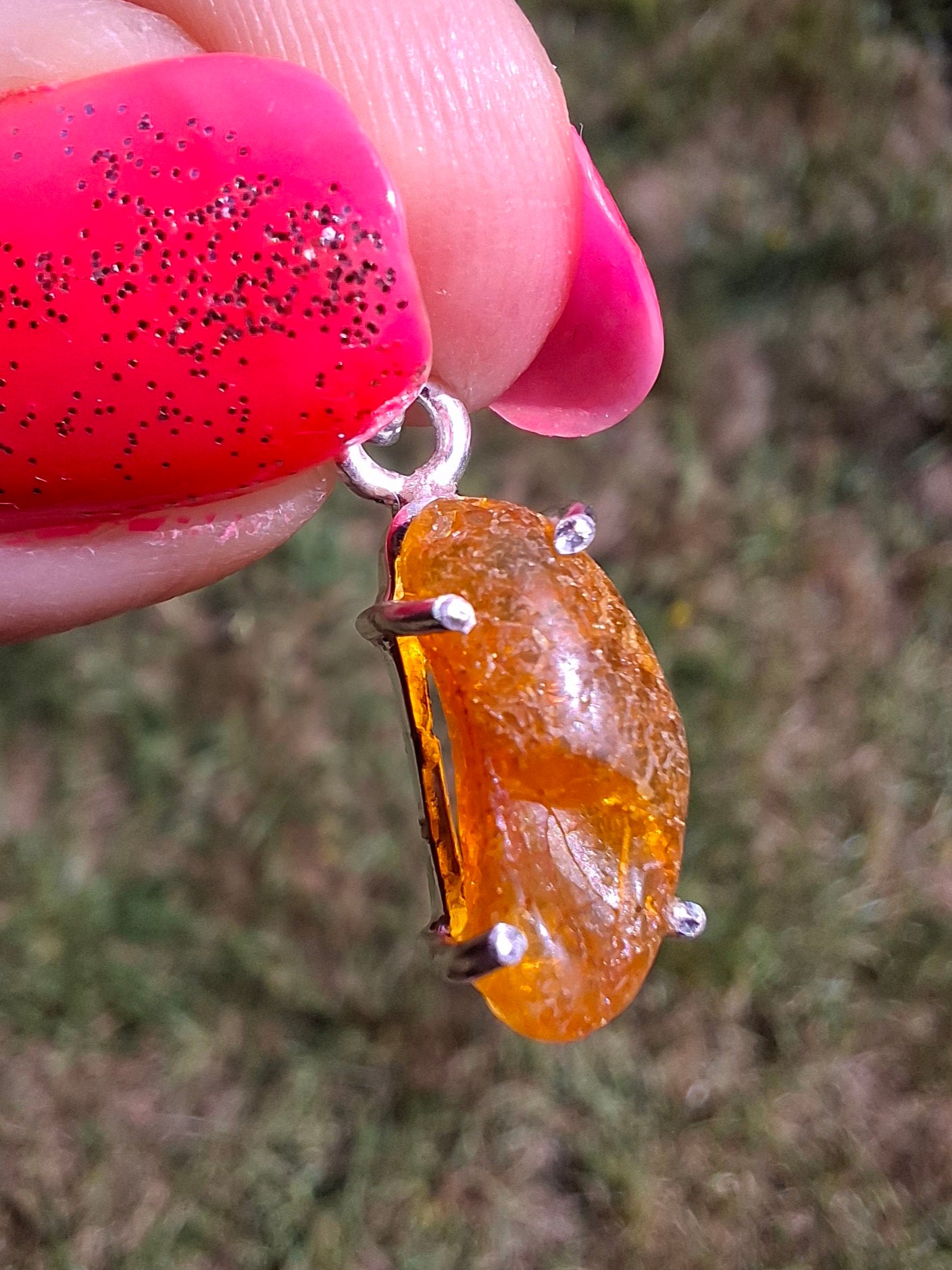 Baltic Amber Pendant, 925 Silver, Fossil (Ref: AP21)
