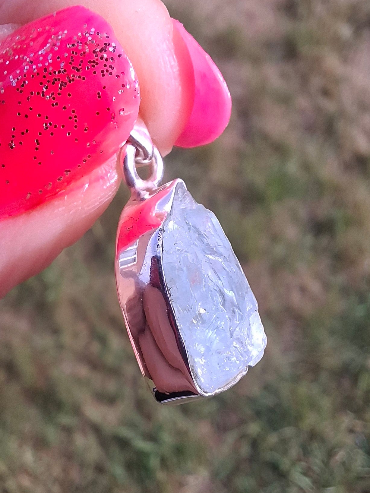 Aquamarine Pendant, 925 Silver, Crystal 🌈 (Ref: AQ4)