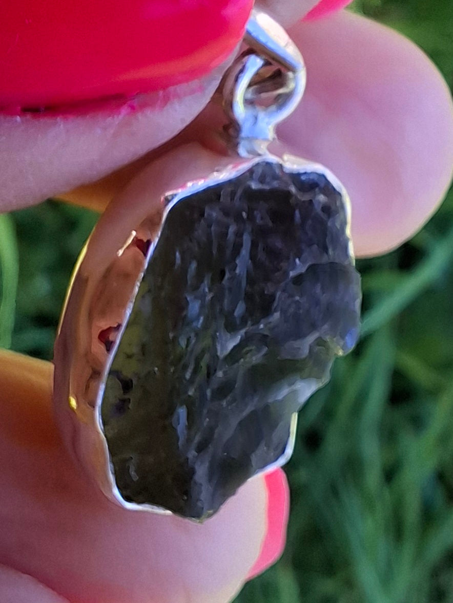Moldavite Pendant, 925 Silver, Tektite (Ref: P433)