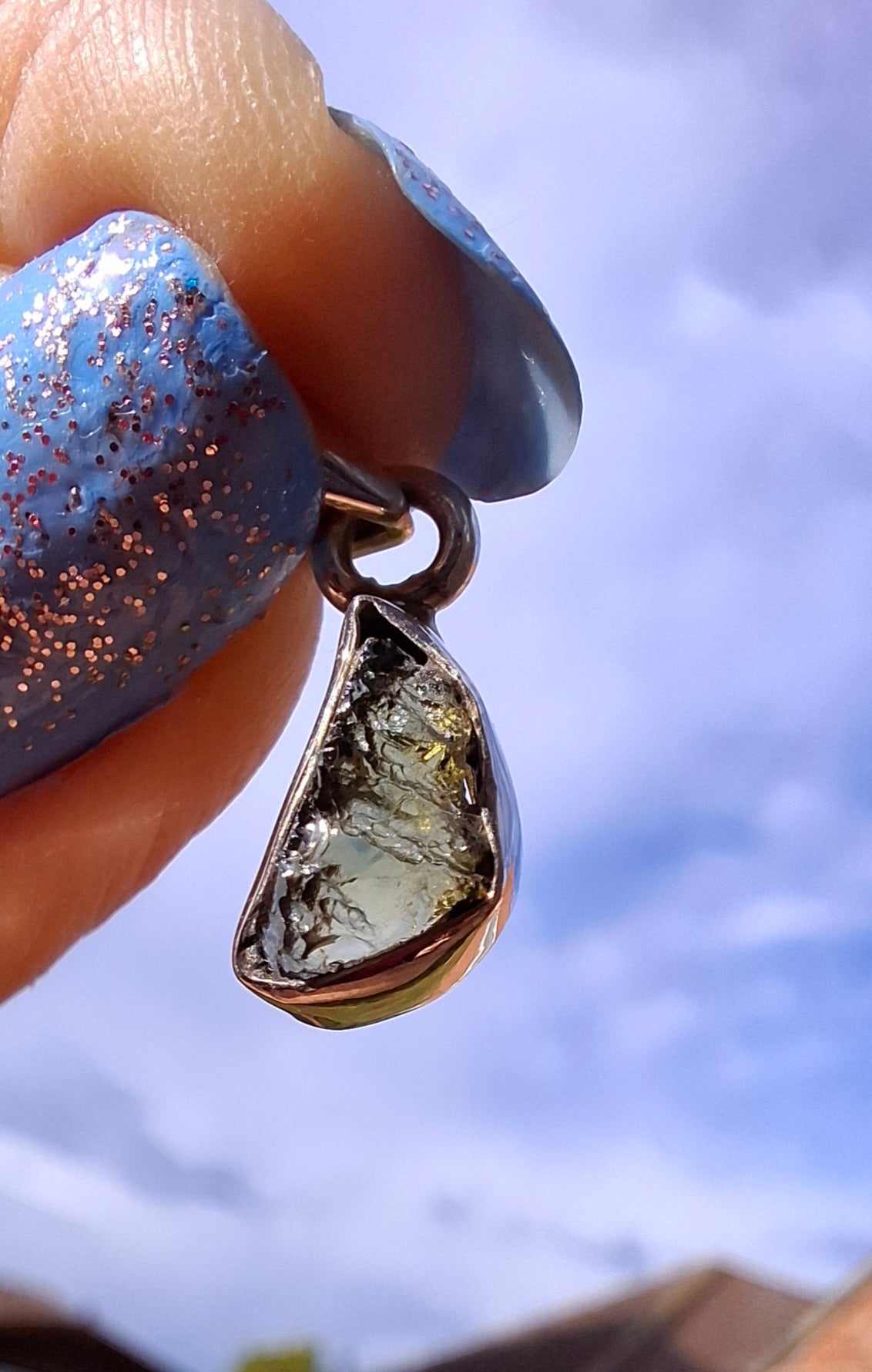 Moldavite Pendant, 925 Silver, Tektite (Ref: P33)