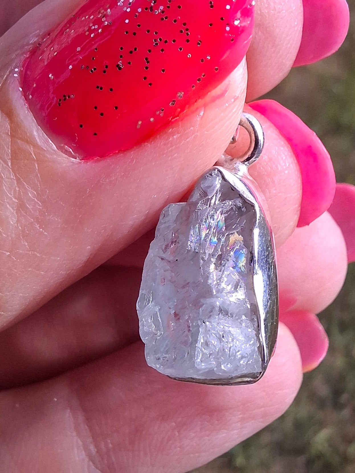 Aquamarine Pendant, 925 Silver, Crystal 🌈 (Ref: AQ4)
