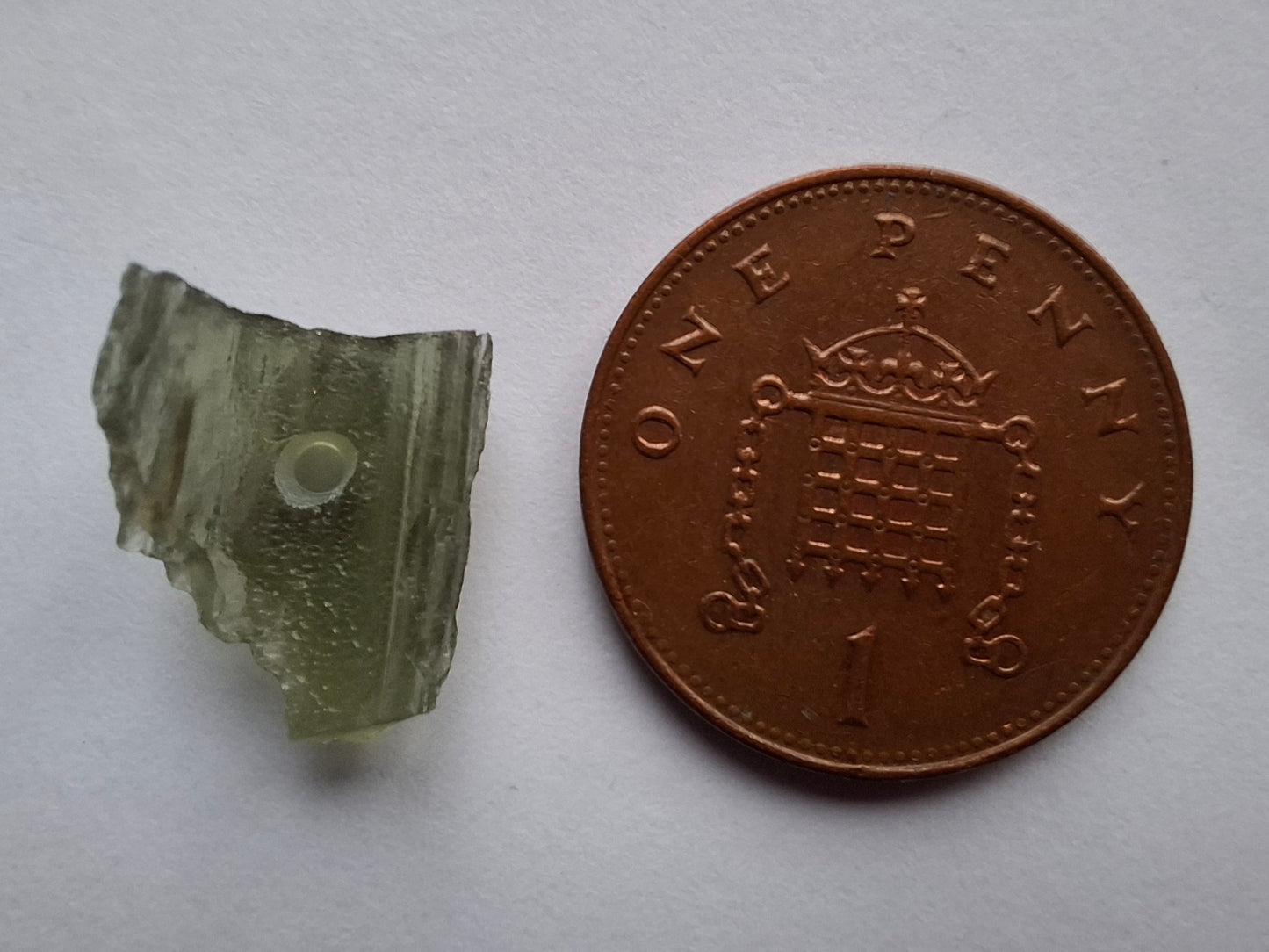 DRILLED, Moldavite Piece, 0.74g, Tektite (Ref: D13)
