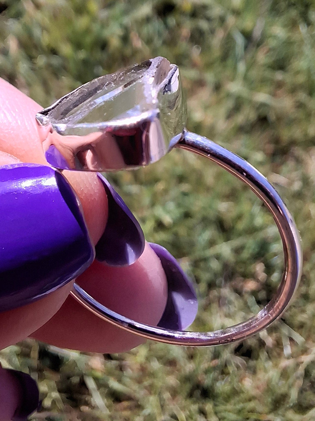 Libyan Desert Glass Ring, size large V, 925 Silver, Tektite (Ref: LR54)