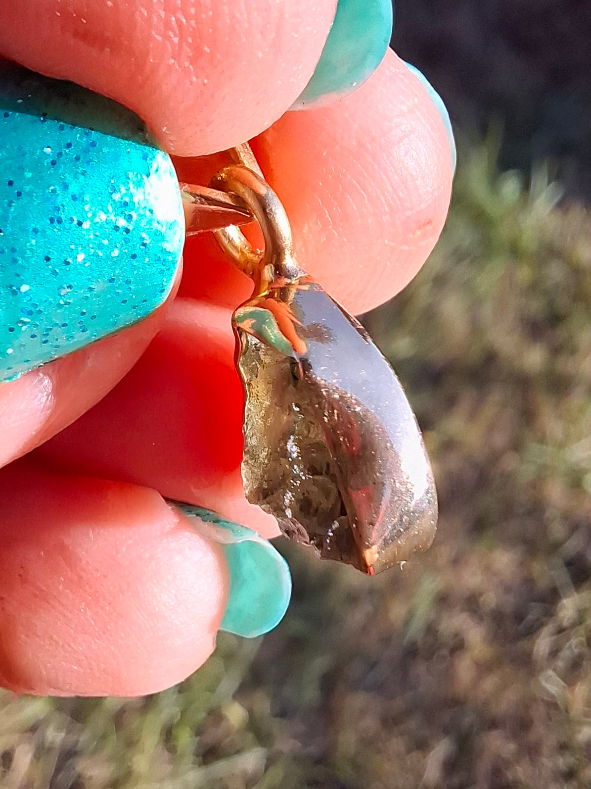 Moldavite Pendant, 14K GOLD Plated, Tektite (Ref: P447)