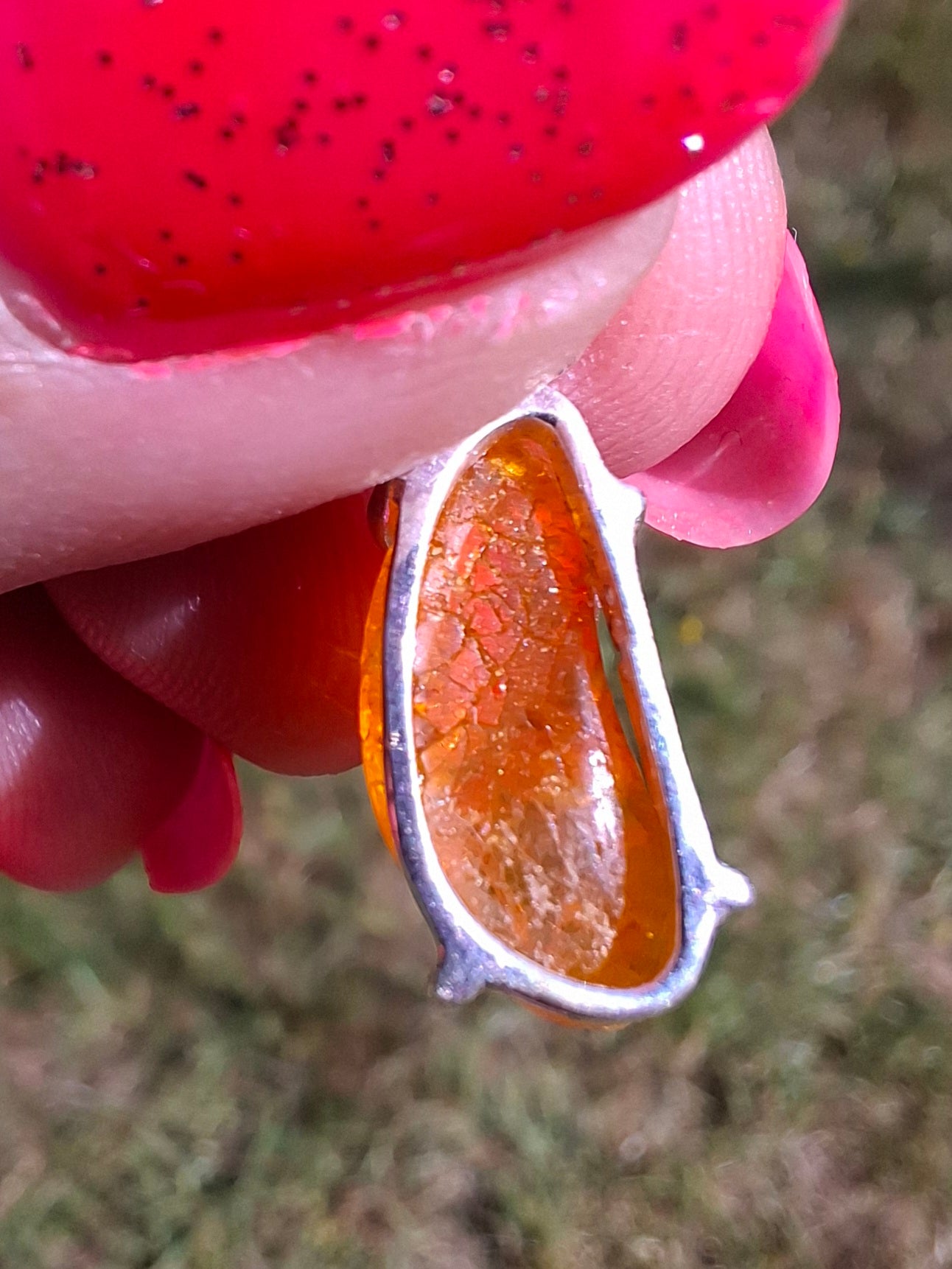 Baltic Amber Pendant, 925 Silver, Fossil (Ref: AP21)