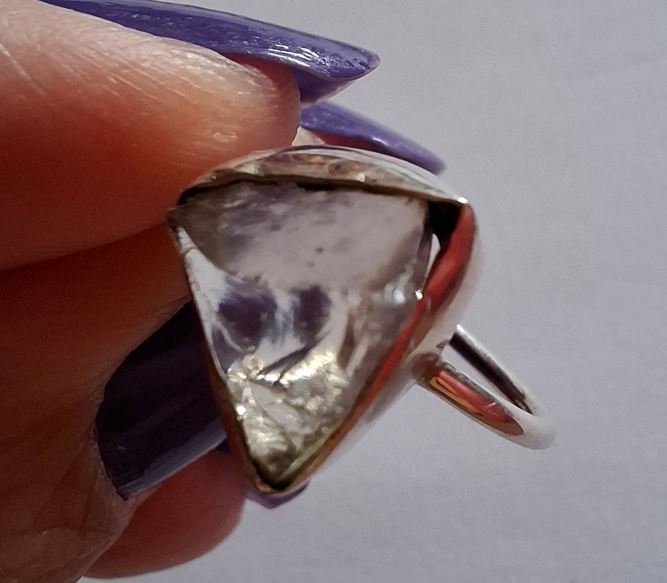 Libyan Desert Glass Ring, size small M, 925 Silver, Tektite (Ref: LR19)
