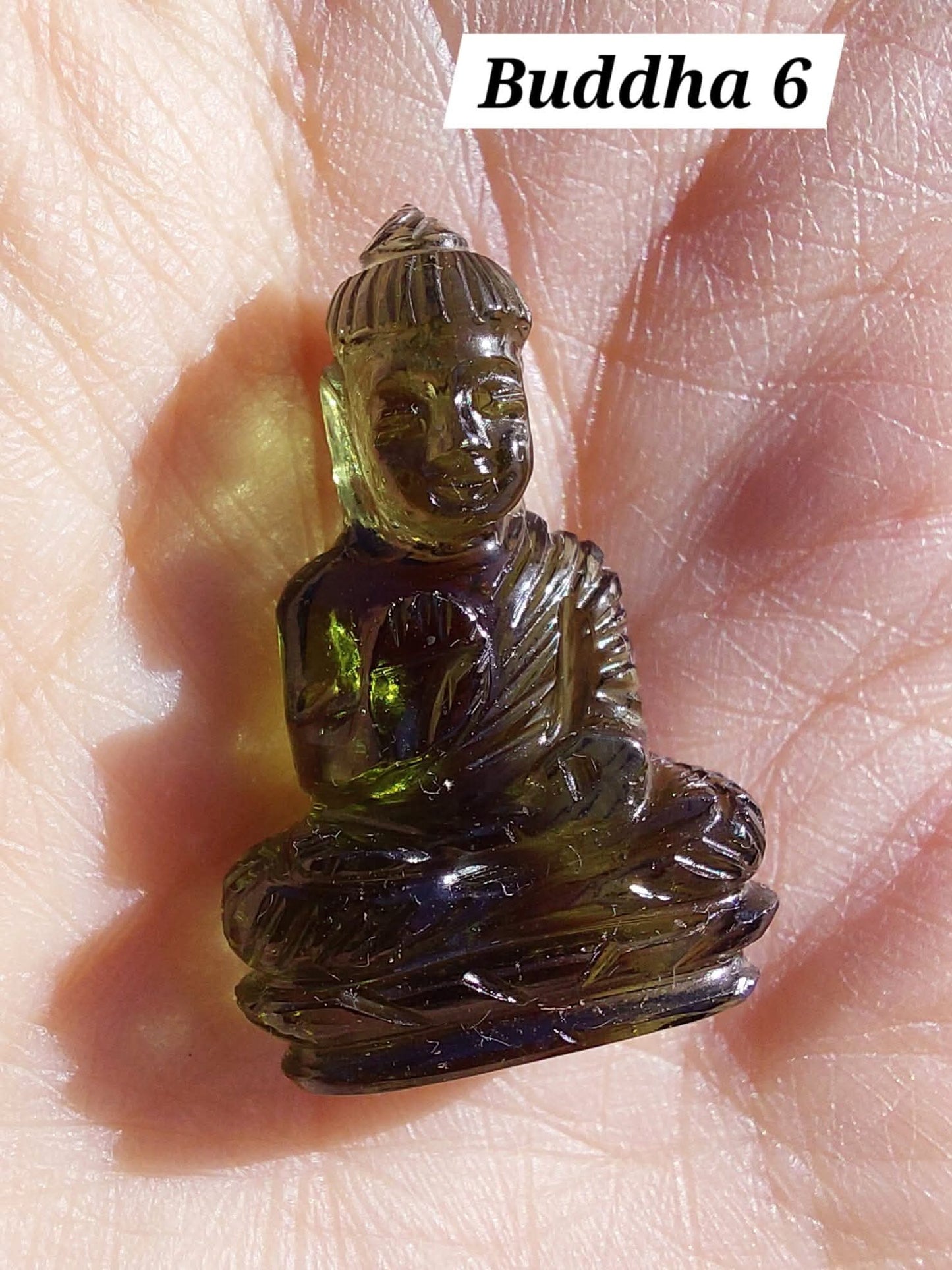 Moldavite BUDDHA Carving, 4.23g, Tektite (Ref: Buddha6)