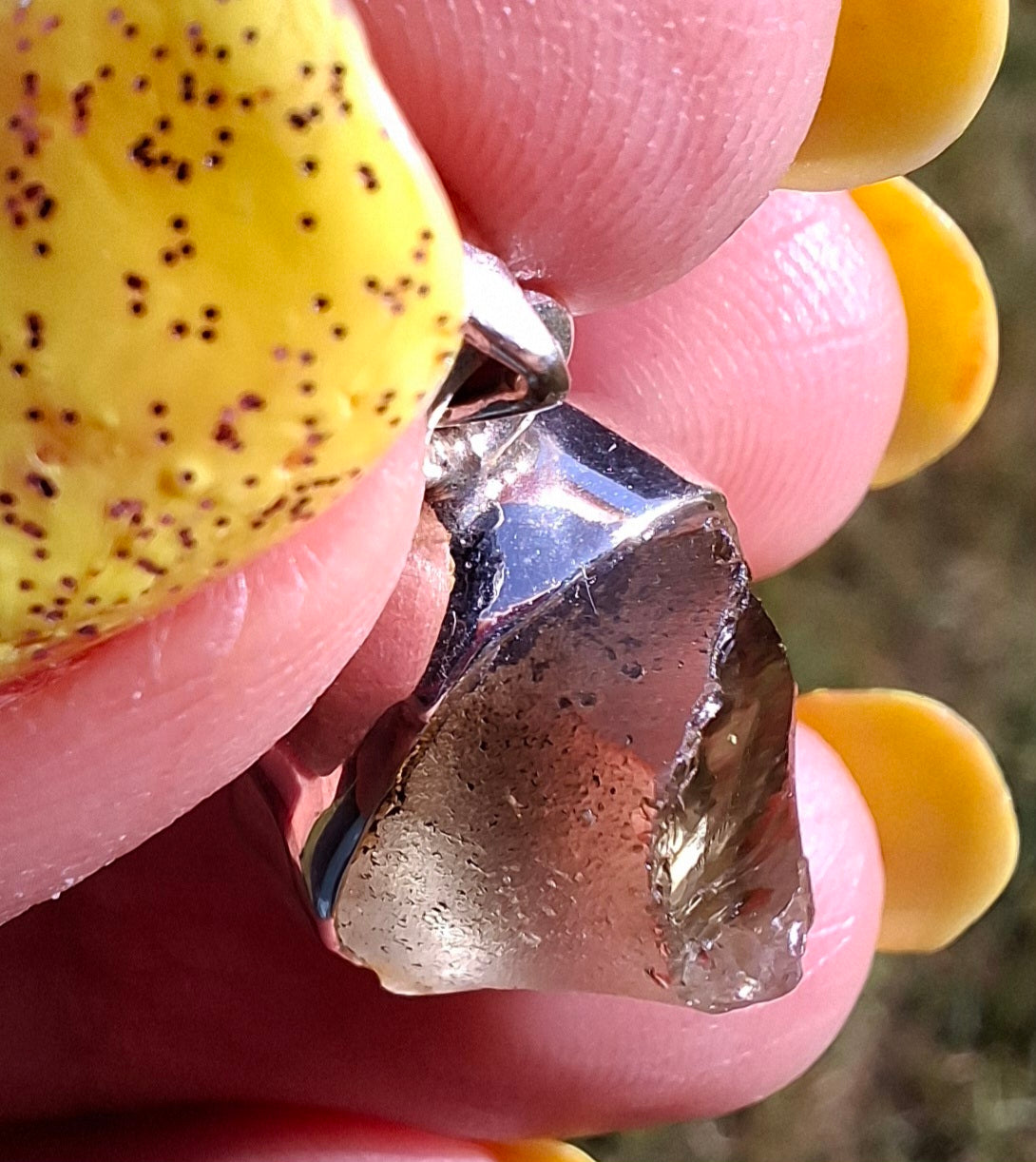 Libyan Desert Glass Pendant, 925 Silver, Tektite (Ref: LP76)